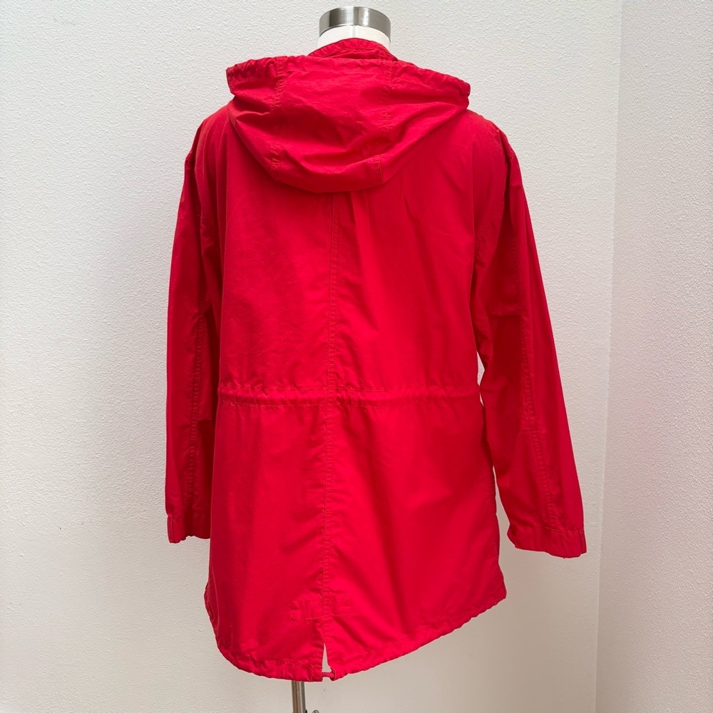 Garnet Hill Long Utility Jacket Hooded Outdoor Spring Coat Cotton Red Size 6 - Picture 8 of 12